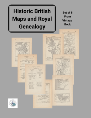 1915 England Historical Maps & Royal Family Trees for History Buffs and Anglophiles | Vintage Genealogy Prints Printable Downloads