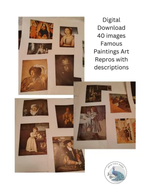 Vintage Art Print Reproductions, 40 Printable JPGs, Historic Paintings, Edwin Seaver Collection